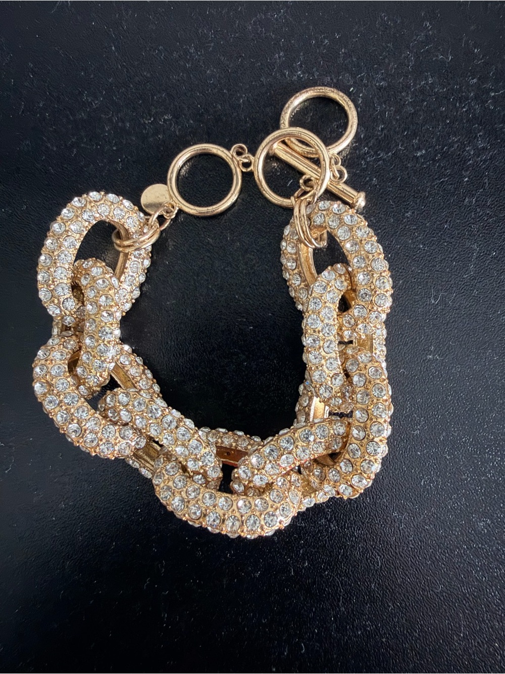 Crystal Pave Gold Chain Link Bracelet
